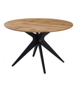 Τραπέζι Toda pakoworld mdf σε sonoma απόχρωση με μαύρα μεταλλικά πόδια Φ120x75εκ