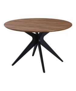 Τραπέζι Toda pakoworld mdf σε καρυδί απόχρωση με μαύρα μεταλλικά πόδια Φ120x75εκ