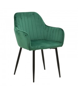 Πολυθρόνα Noor pakoworld κυπαρισσί βελούδο με πόδι μετάλλου σε μαύρη απόχρωση 58x58x86εκ