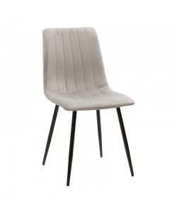 Καρέκλα Noor pakoworld γκρι βελούδο με πόδι μετάλλου σε μαύρη απόχρωση 44x53x86εκ