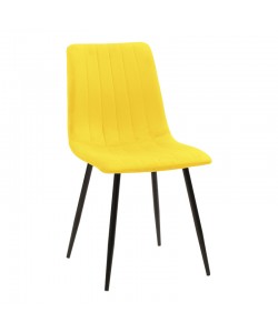 Καρέκλα Noor pakoworld κίτρινο βελούδο με πόδι μετάλλου σε μαύρη απόχρωση 44x53x86εκ