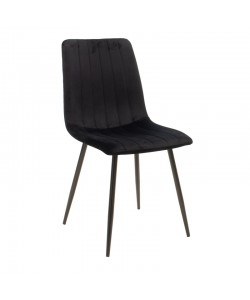 Καρέκλα Noor pakoworld μαύρο βελούδο με πόδι μετάλλου σε μαύρη απόχρωση 44x53x86εκ