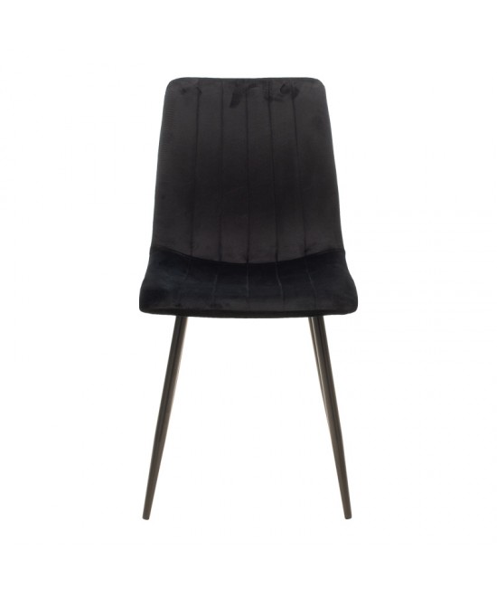 Καρέκλα Noor pakoworld μαύρο βελούδο με πόδι μετάλλου σε μαύρη απόχρωση 44x53x86εκ