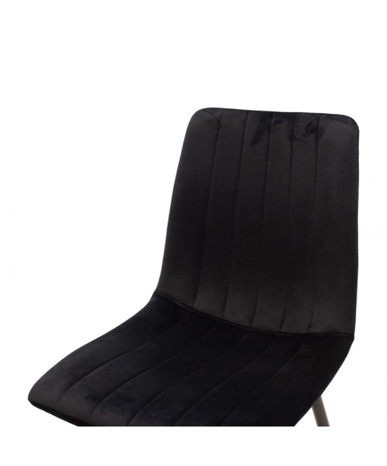 Καρέκλα Noor pakoworld μαύρο βελούδο με πόδι μετάλλου σε μαύρη απόχρωση 44x53x86εκ