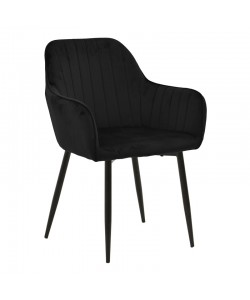Πολυθρόνα Noor pakoworld μαύρο βελούδο με πόδι μετάλλου σε μαύρη απόχρωση 58x58x86εκ