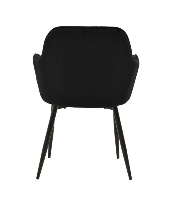 Πολυθρόνα Noor pakoworld μαύρο βελούδο με πόδι μετάλλου σε μαύρη απόχρωση 58x58x86εκ