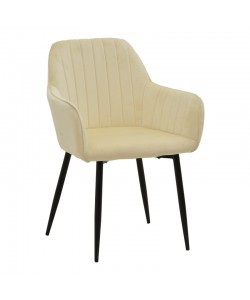 Πολυθρόνα Noor pakoworld μπεζ βελούδο με πόδι μετάλλου σε μαύρη απόχρωση 58x58x86εκ