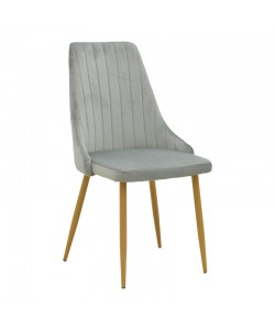 Καρέκλα Azori pakoworld γκρι βελούδο με πόδι μετάλλου σε φυσική απόχρωση 49x55x85εκ
