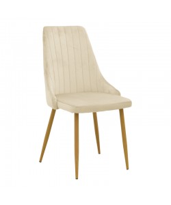 Καρέκλα Azori pakoworld μπεζ βελούδο με πόδι μετάλλου σε φυσική απόχρωση 49x55x85εκ