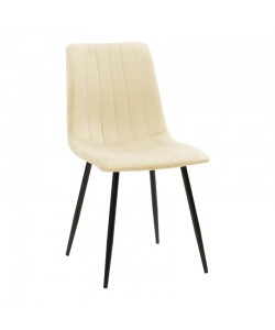 Καρέκλα Noor pakoworld μπεζ ύφασμα με πόδι μετάλλου σε μαύρη απόχρωση 44x53x86εκ