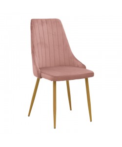 Καρέκλα Azori pakoworld σάπιο μήλο βελούδο με πόδι μετάλλου σε φυσική απόχρωση 49x55x85εκ