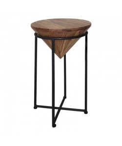 Βοηθητικό τραπέζι σαλονιού Miles I pakoworld μασίφ ξύλο ακακίας σε φυσική απόχρωση Φ31x53εκ