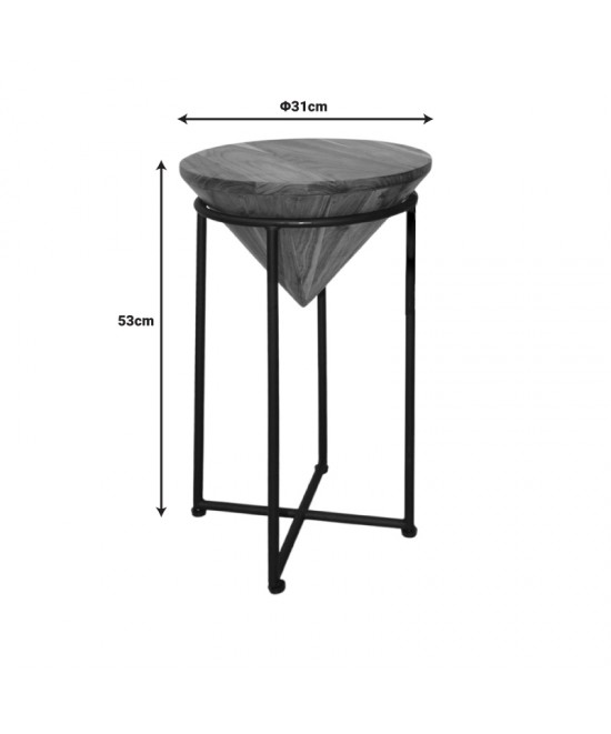 Βοηθητικό τραπέζι σαλονιού Miles I pakoworld μασίφ ξύλο ακακίας σε φυσική απόχρωση Φ31x53εκ