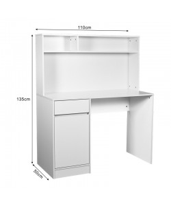 Γραφείο εργασίας Secreta pakoworld με ράφι σε λευκή απόχρωση 110x50x135εκ