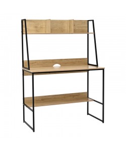 Γραφείο εργασίας Herbey pakoworld με ράφια σε oak απόχρωση με πόδι μαύρο μέταλλο 100x48x139εκ