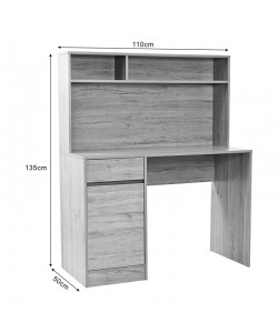 Γραφείο εργασίας Secreta pakoworld με ράφι σε oak απόχρωση 110x50x135εκ