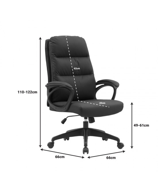 Καρέκλα γραφείου διευθυντή Enfiria pakoworld pu σε μαύρη απόχρωση