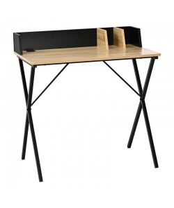 Γραφείο εργασίας Zervan pakoworld σε oak απόχρωση με πόδι μαύρο μέταλλο 80x50x84εκ