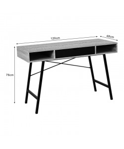 Γραφείο εργασίας Yamin pakoworld σε oak απόχρωση με πόδι μαύρο μέταλλο 120x48x76εκ