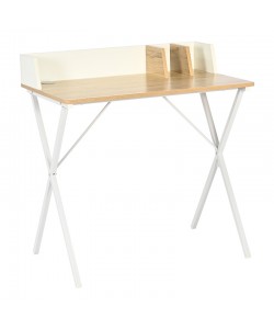 Γραφείο εργασίας Zervan pakoworld σε oak απόχρωση με πόδι λευκό μέταλλο 80x50x84εκ