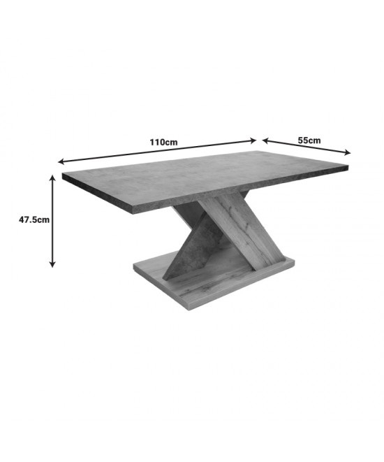 Τραπέζι σαλονιού Solange pakoworld σε γκρι-sonoma απόχρωση 110x55x47.5εκ