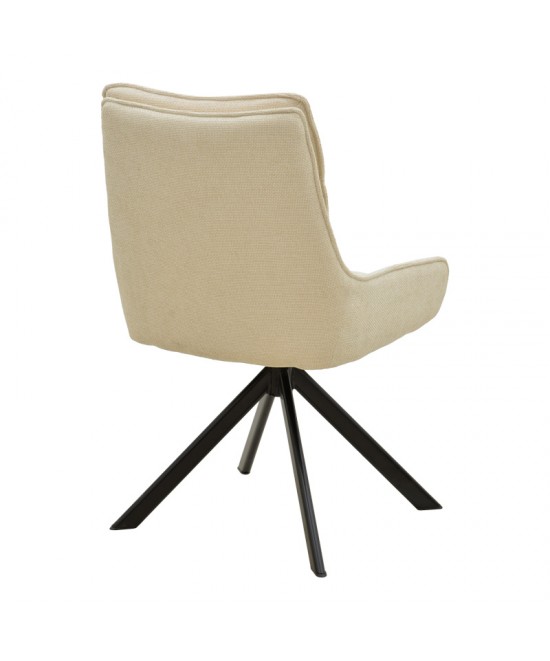 Πολυθρόνα Konelian pakoworld περιστρεφόμενη μπεζ ύφασμα με πόδι μετάλλου σε μαύρη απόχρωση 54x63x88εκ