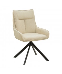 Πολυθρόνα Konelian pakoworld περιστρεφόμενη μπεζ ύφασμα με πόδι μετάλλου σε μαύρη απόχρωση 54x63x88εκ