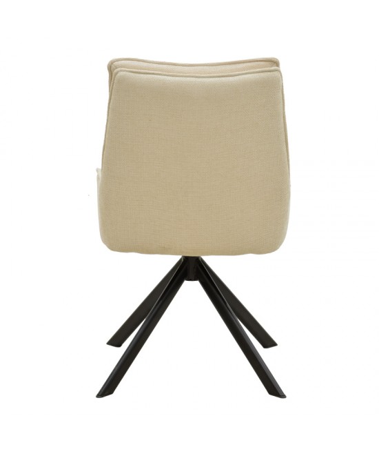 Πολυθρόνα Konelian pakoworld περιστρεφόμενη μπεζ ύφασμα με πόδι μετάλλου σε μαύρη απόχρωση 54x63x88εκ