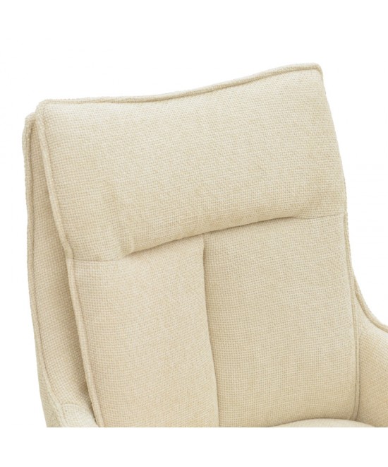 Πολυθρόνα Konelian pakoworld περιστρεφόμενη μπεζ ύφασμα με πόδι μετάλλου σε μαύρη απόχρωση 54x63x88εκ