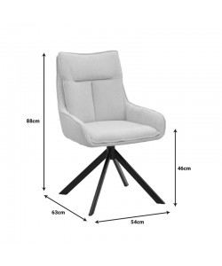 Πολυθρόνα Konelian pakoworld περιστρεφόμενη μπεζ ύφασμα με πόδι μετάλλου σε μαύρη απόχρωση 54x63x88εκ