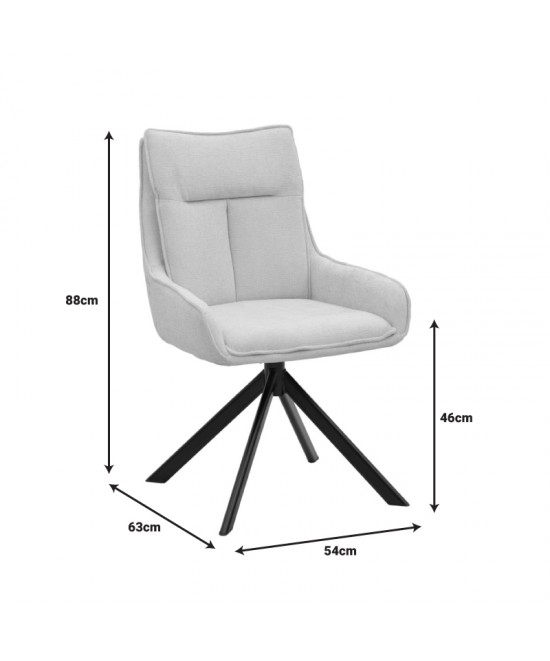 Πολυθρόνα Konelian pakoworld περιστρεφόμενη μπεζ ύφασμα με πόδι μετάλλου σε μαύρη απόχρωση 54x63x88εκ