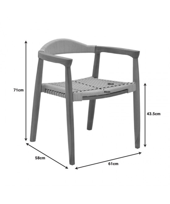 Πολυθρόνα Ganny pakoworld teak ξύλο και pe σχοινί σε φυσική απόχρωση 61x58x71εκ Πολυθρόνα Ganny pakoworld teak ξύλο και pe σχοινί σε φυσική απόχρωση 61x58x71εκ