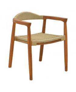 Πολυθρόνα Ganny pakoworld teak ξύλο και pe σχοινί σε φυσική απόχρωση 61x58x71εκ