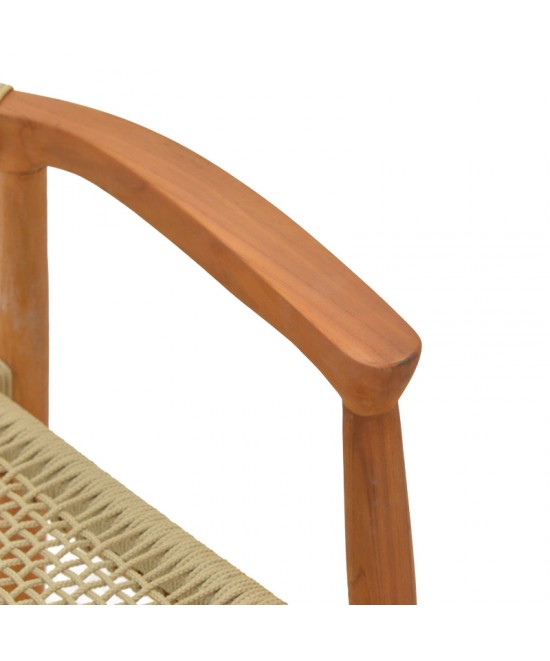 Πολυθρόνα Ganny pakoworld teak ξύλο και pe σχοινί σε φυσική απόχρωση 61x58x71εκ