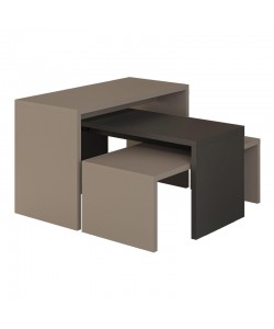 Τραπέζια σαλονιού Kantar pakoworld σετ 3τεμ σε ανθρακί - μόκα απόχρωση 65x30x39εκ