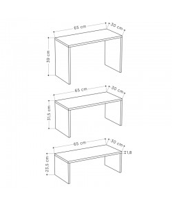 Τραπέζια σαλονιού Kantar pakoworld σετ 3τεμ σε ανθρακί - μόκα απόχρωση 65x30x39εκ