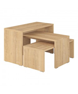 Τραπέζια σαλονιού Kantar pakoworld σετ 3τεμ σε φυσική απόχρωση 65x30x39εκ