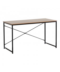 Γραφείο εργασίας Bailon pakoworld σε oak απόχρωση με μαύρο μέταλλο 120x60x70εκ