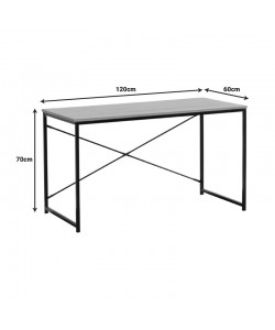 Γραφείο εργασίας Bailon pakoworld σε oak απόχρωση με μαύρο μέταλλο 120x60x70εκ