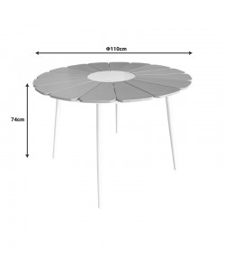 Τραπέζι Pinap pakoworld λευκό αλουμίνιο και plywood σε φυσική απόχρωση Φ110x74εκ