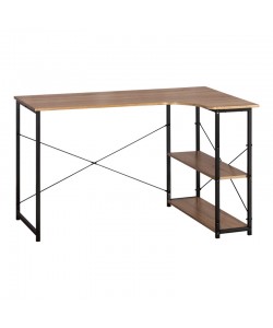 Γωνιακό γραφέιο Merlin pakoworld δεξιά γωνία σε oak απόχρωση με μαύρο μέταλλο 120x73x75εκ