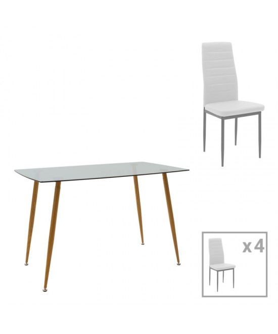 Τραπεζαρία Cuba-Parker pakoworld σετ 5τεμ sonoma-λευκό 120x80x75εκ