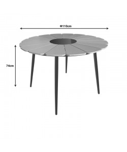 Τραπέζι Pinap pakoworld μαύρο αλουμίνιο και plywood σε φυσική απόχρωση Φ110x74εκ