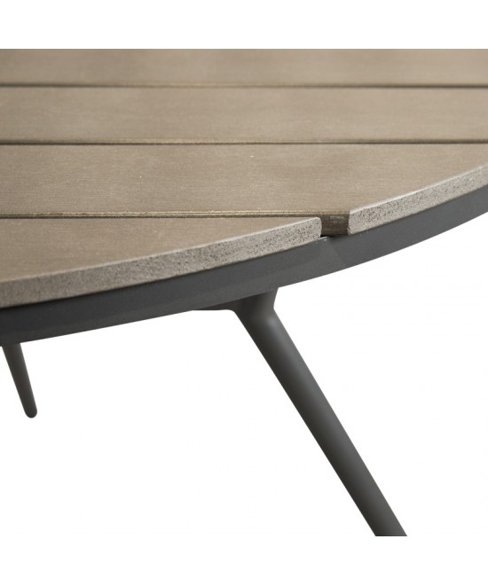 Τραπεζαρία Appa-Moly σετ 5τεμ pakoworld αλουμίνιο και plywood σε ανθρακί απόχρωση Φ120x74εκ