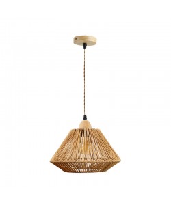 Φωτιστικό οροφής μονόφωτο Ligua pakoworld μέταλλο-σχοινί σε φυσική απόχρωση Φ30x22εκ