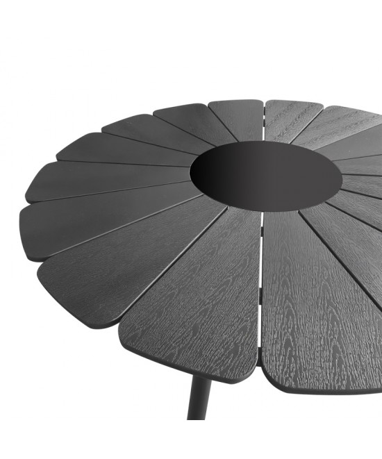 Τραπεζαρία Pinap-Dashiell σετ 5τεμ pakoworld μαύρο αλουμίνιο και plywood σε μαύρη απόχρωση Φ110x74εκ