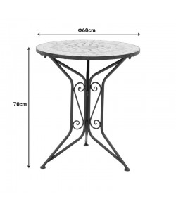 Τραπεζαρία Sellis pakoworld σετ 3τεμ μωσαικό-μέταλλο μαύρο