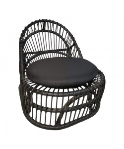 Πολυθρόνα Tromso paakoworld pe rattan σε μαύρη απόχρωση με μαύρο μαξιλάρι 80x85x98εκ