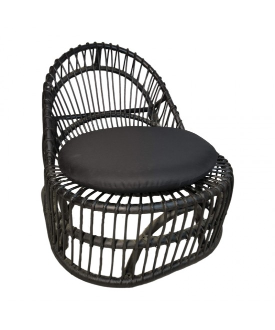 Πολυθρόνα Tromso paakoworld pe rattan σε μαύρη απόχρωση με μαύρο μαξιλάρι 80x85x98εκ Πολυθρόνα Tromso paakoworld pe rattan σε μαύρη απόχρωση με μαύρο μαξιλάρι 80x85x98εκ