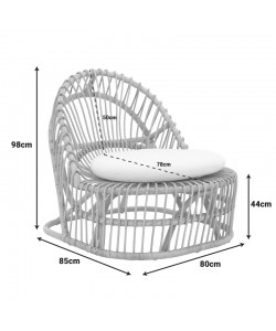 Πολυθρόνα Tromso paakoworld pe rattan σε μαύρη απόχρωση με μαύρο μαξιλάρι 80x85x98εκ